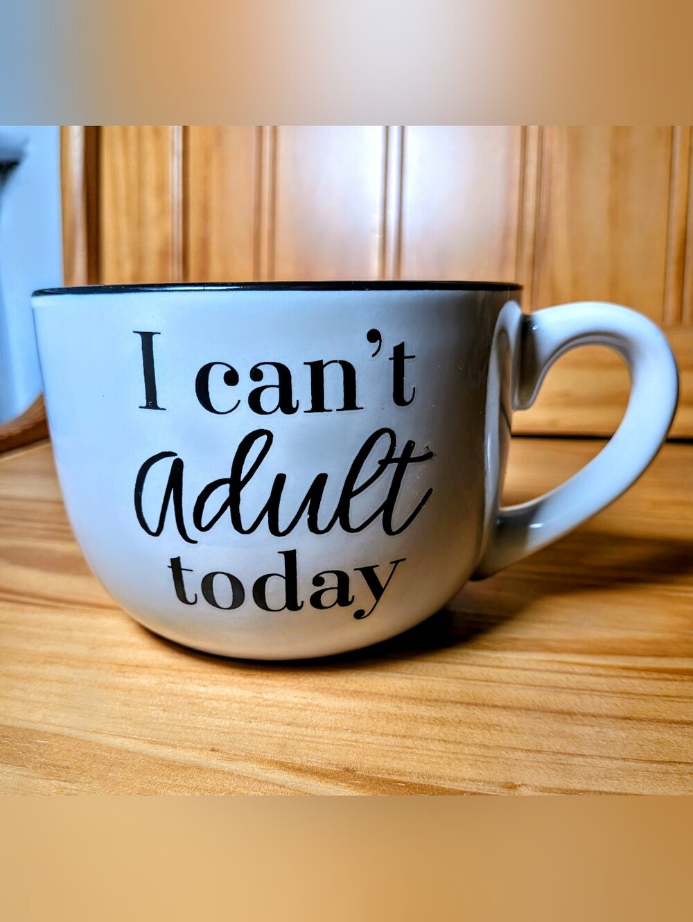 Eccolo White Ceramic Mug with Black Script "I can't adult today"
